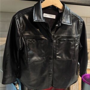 Zara toddler Black Faux Leather Jacket